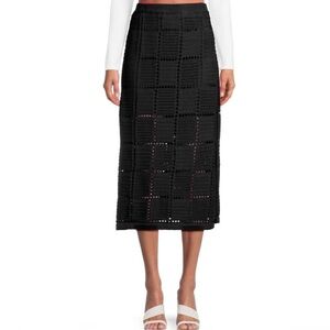 Black Crocheted Midi Skirt